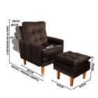 Poltrona Reclinável Com Puff Veludo Marrom Veneza Boutique Ko