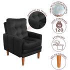 Poltrona Reclinável Com Puff Veludo Preto California Shop Jm