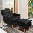 Poltrona Reclinável Com Puff Veludo Preto Veneza Boutique Kon