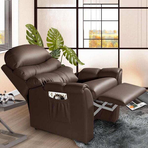 Poltrona Reclinável Corino Café Sharpay Shop Jm