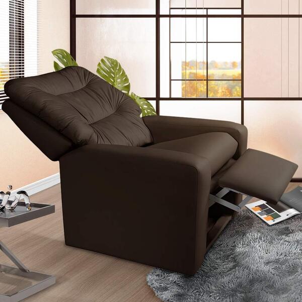 Poltrona Reclinável Corino Marrom Benim Shop Jm