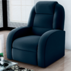 Poltrona Reclinável De Descanso Kai Veludo Azul