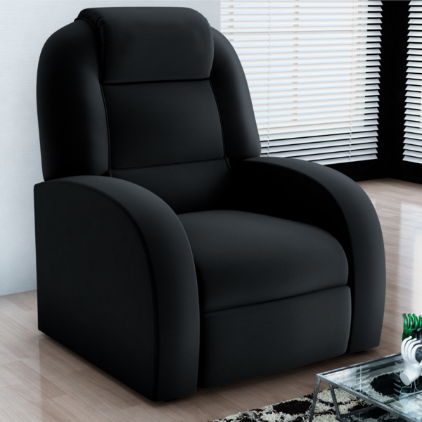 Poltrona Reclinável De Descanso Lyon Veludo Preto