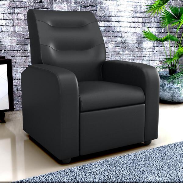 Poltrona Reclinável Decorativa Jersey Sintético Preto