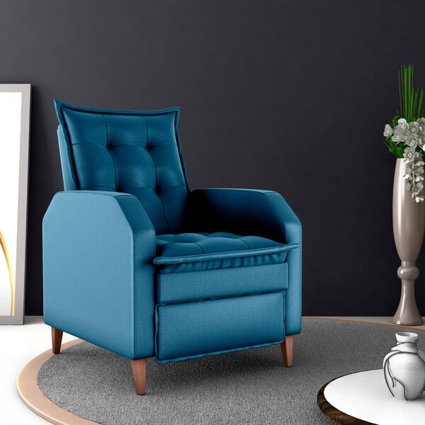 Poltrona Reclinável Do Papai Bath Veludo Turkey Petróleo