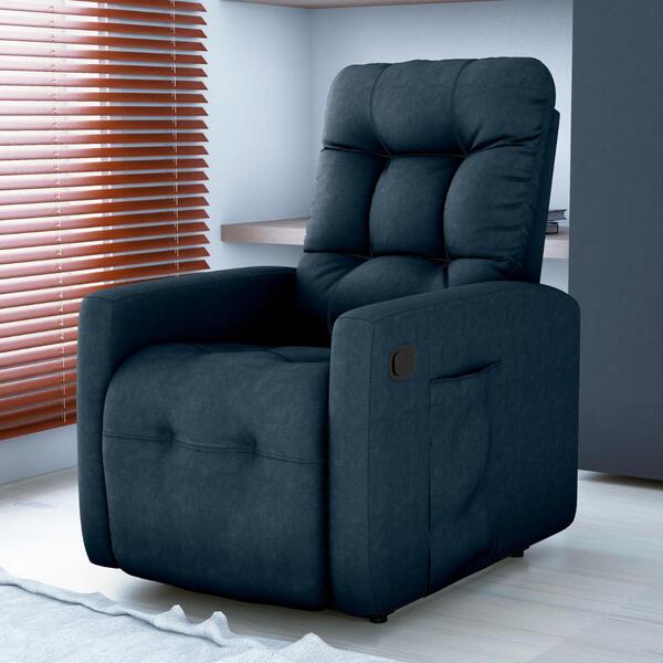 Poltrona Reclinável Do Papai Mila Suede Azul