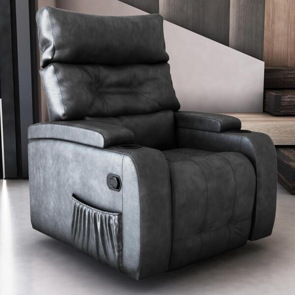 Poltrona Reclinável Giratória Texas Sintetico Bege