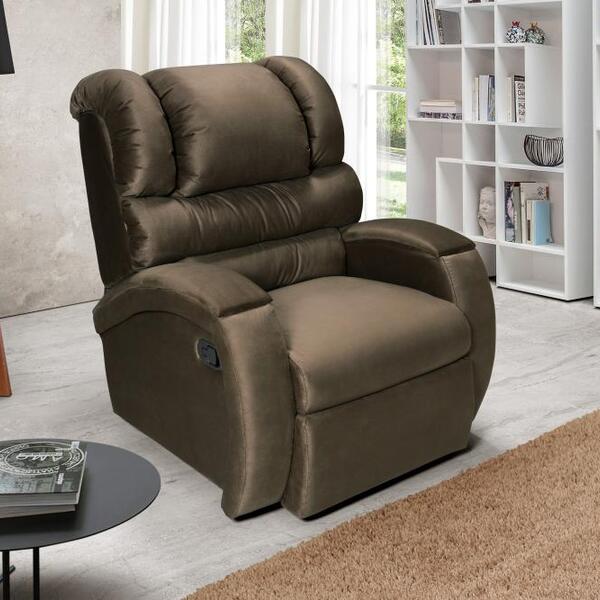 Poltrona Reclinável Imperial Zero Wall Suede Marrom