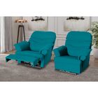 Poltrona Reclinável Manual Alana J01 Suede Azul Turquesa