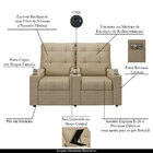 Poltrona Reclinável Para Cinema Parma 2 Lugares Baú Usb Linho