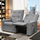 Poltrona Reclinável Para Cinema Parma 2 Lugares Baú Usb Linho