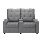 Poltrona Reclinável Para Cinema Parma 2 Lugares Baú Usb Linho