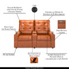 Poltrona Reclinável Para Cinema Parma 2 Lugares Baú Usb Pu Br