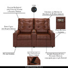 Poltrona Reclinável Para Cinema Parma 2 Lugares Baú Usb Pu Br