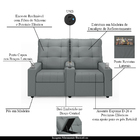 Poltrona Reclinável Para Cinema Parma 2 Lugares Baú Usb Pu Ci