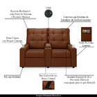 Poltrona Reclinável Para Cinema Parma 2 Lugares Baú Usb Velud