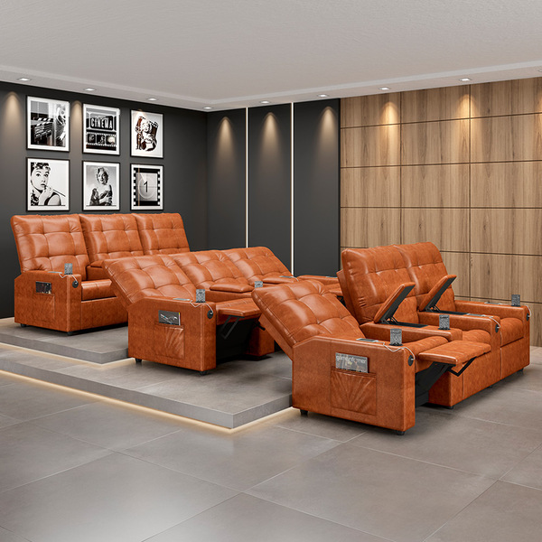 Poltrona Reclinável Para Cinema Parma 3 Lugares Baú Usb Pu Br