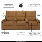 Poltrona Reclinável Para Cinema Parma 3 Lugares Baú Usb Pu Ca