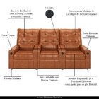 Poltrona Reclinável Para Cinema Parma 3 Lugares Baú Usb Pu Ca