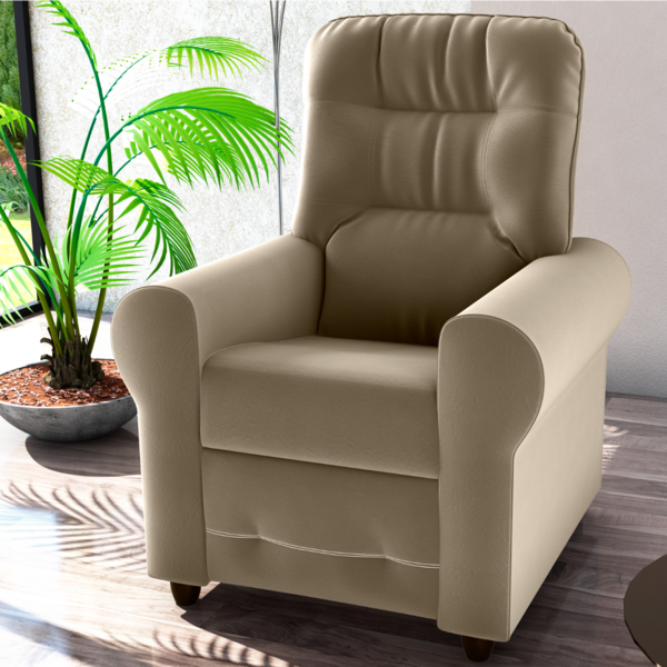 Poltrona Reclinável Para Descanso Guaíra Veludo Cappuccino