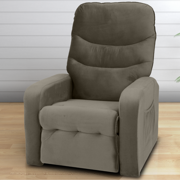 Poltrona Reclinável Para Descanso Julia Veludo Cappuccino