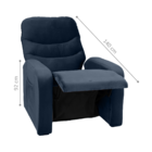 Poltrona Reclinável Para Descanso Rodes Veludo Azul