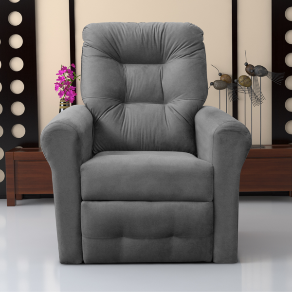Poltrona Reclinável Para Descanso Thalia Suede Cinza