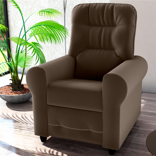 Poltrona Reclinável Para Descanso Thalia Veludo Marrom