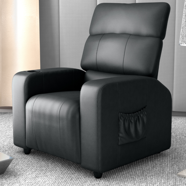 Poltrona Reclinável Para Sala Roma Sintetico Preto