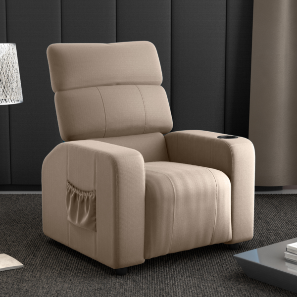 Poltrona Reclinável Para Sala Roma Veludo Turkey Cappuccino