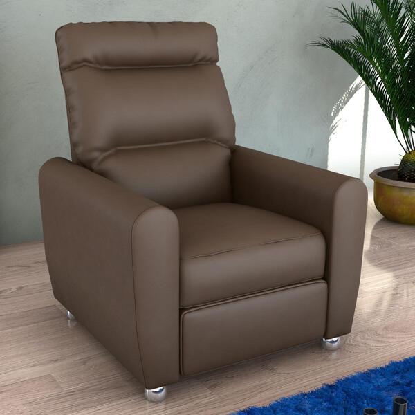 Poltrona Reclinavel Para Sala Tebas Sintetico Marrom