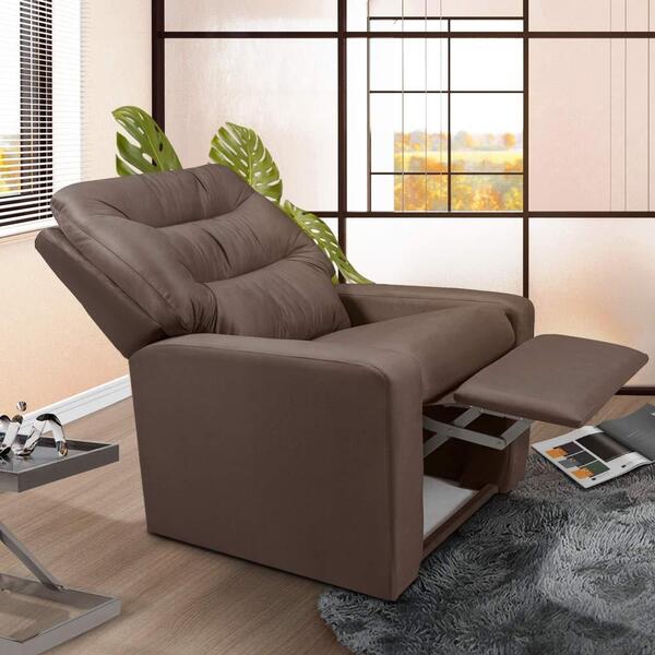 Poltrona Reclinável Velveteen Marrom Benim Shop Jm