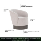 Poltrona Redonda Base Aço Fixa Titânio Aymê Linho Bege Claro