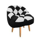 Poltrona Redonda Dama Suede Preto E Branco Pés Palito Castanh