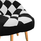 Poltrona Redonda Dama Suede Preto E Branco Pés Palito Castanh