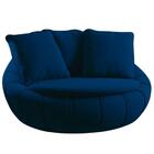 Poltrona Redonda Giratória Confortável Almofada Azul Cloe