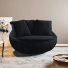 Poltrona Redonda Giratória Confortável Almofada Preto Cloe