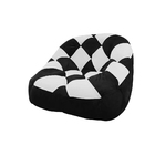 Poltrona Redonda Tipo Puff Dama Suede Preto E Branco - D'rossi