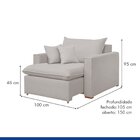 Poltrona Retrátil 100cm Barcelona Creme