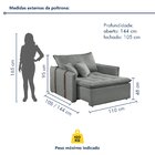 Poltrona Retrátil 100cm Barcelona Linho  Cinza