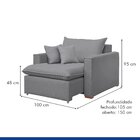 Poltrona Retrátil 100cm Barcelona Linho  Cinza