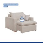 Poltrona Retrátil 100cm Barcelona Veludo   Bege Claro