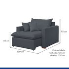 Poltrona Retrátil 100cm Barcelona Veludo  Cinza