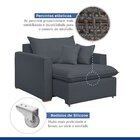 Poltrona Retrátil 100cm Barcelona Veludo  Cinza