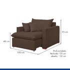 Poltrona Retrátil 100cm Barcelona Veludo  Marrom