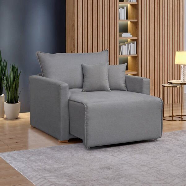 Poltrona Retrátil E Reclinável 110cm Júlia Linho  Linho/cinza