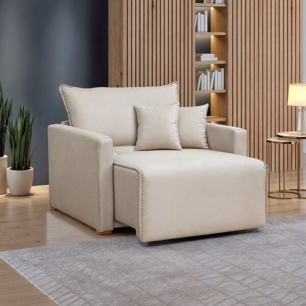 Poltrona Retrátil E Reclinável 110cm Júlia Linho  Linho/cru