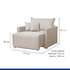 Poltrona Retrátil E Reclinável 110cm Júlia Linho  Linho/cru