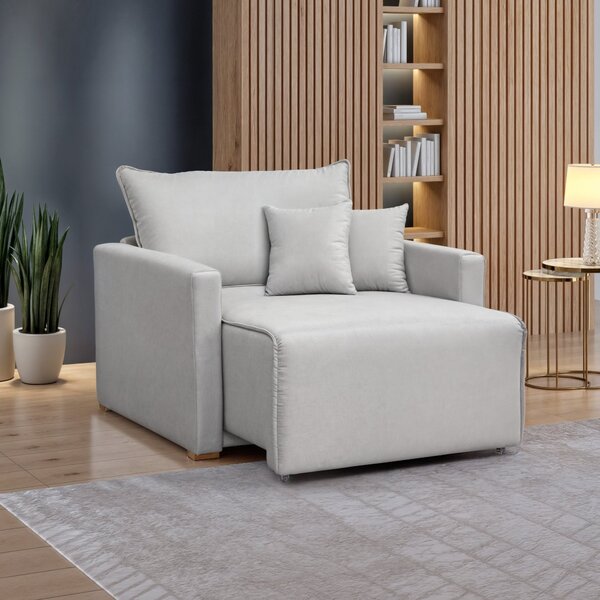 Poltrona Retrátil E Reclinável 110cm Júlia Linho  Linho/gelo