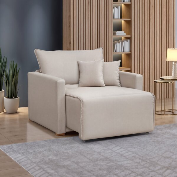 Poltrona Retrátil E Reclinável 110cm Júlia Veludo   Veludo/be